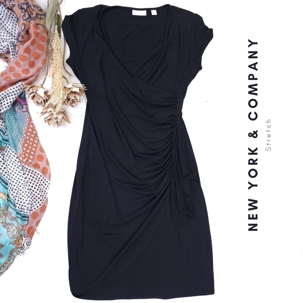 New York & Company Stretch Little Black Dress Sz S